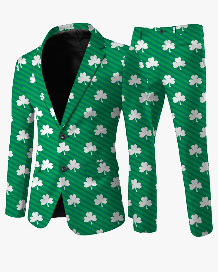 Men's Green Clover Blazer & Pants Set