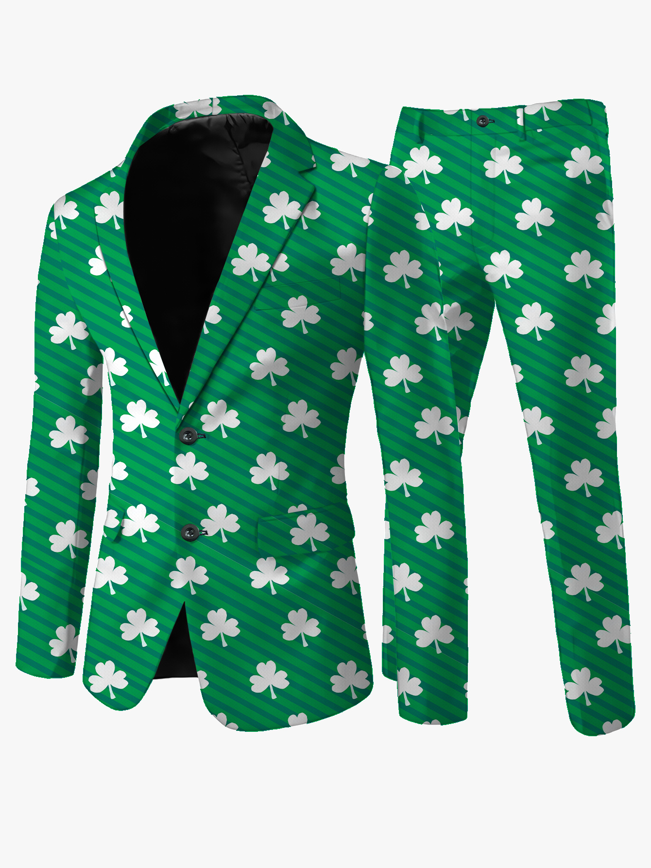 Men's Green Clover Blazer & Pants Set Men's Green Clover Blazer & Pants Set