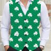 Men’s St. Patrick’s Day Clover Print V-Neck Vest