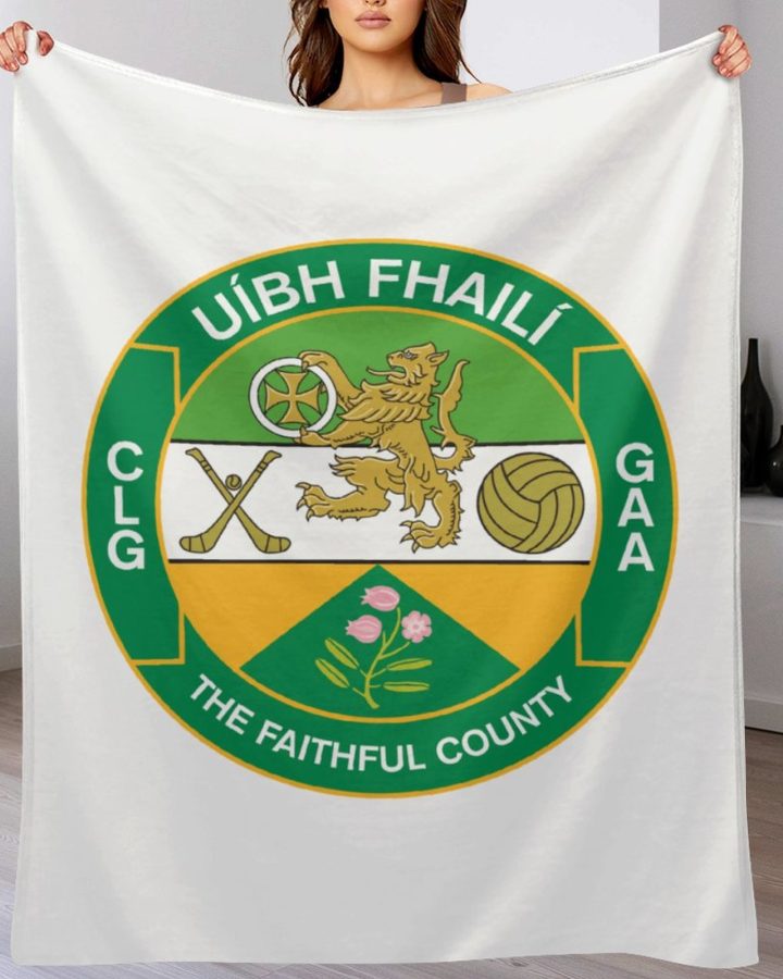 Offaly GAA Plush Blanket – 50x60" Soft County Throw (White or Black Background)