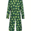 Retro Green Four-Leaf Clover Tuxedo Jacket