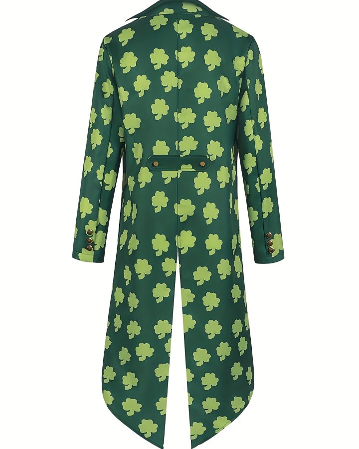 Retro Green Four-Leaf Clover Tuxedo Jacket