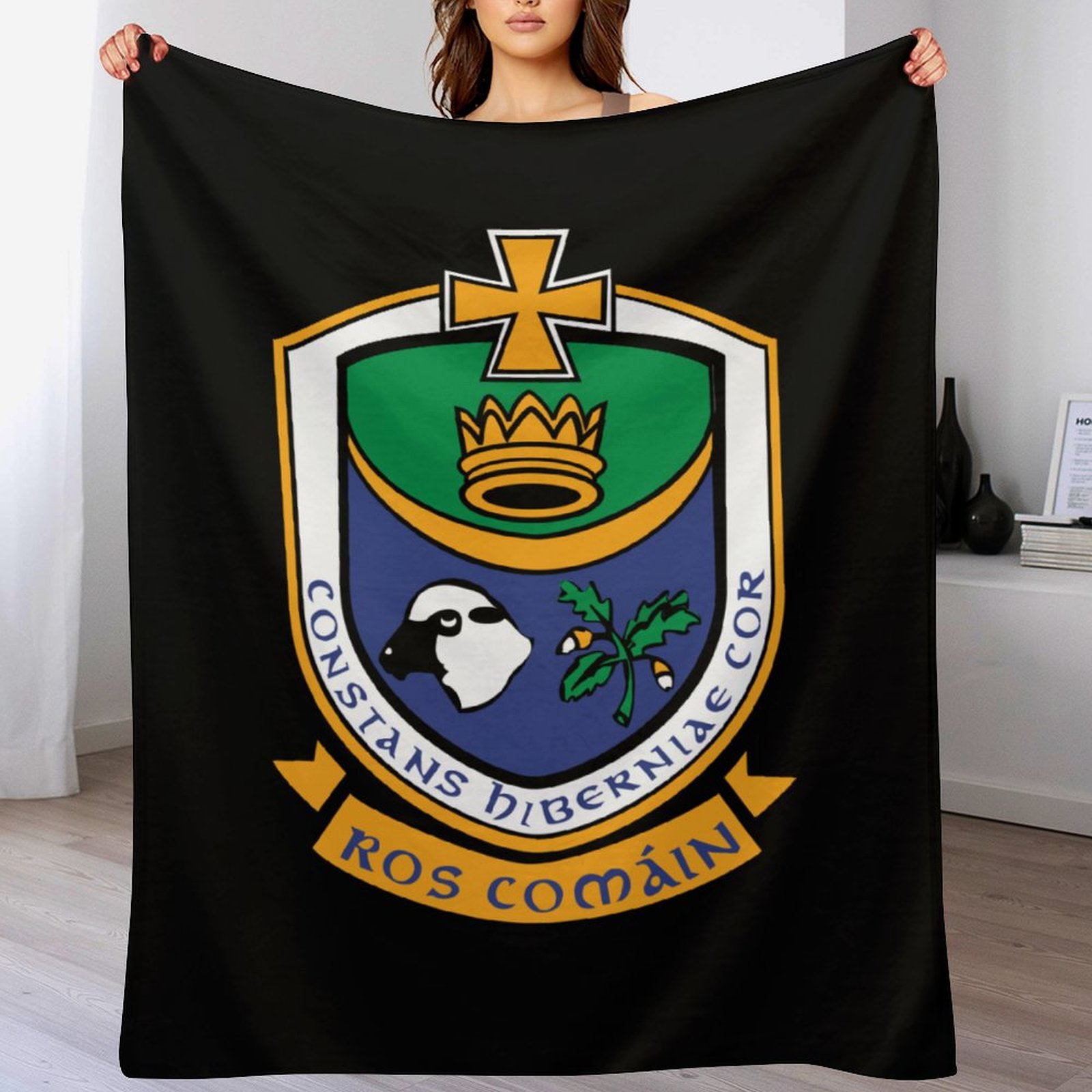 Roscommon GAA Plush Blanket – 50x60" Soft County Throw (White or Black Background) Roscommon GAA Plush Blanket