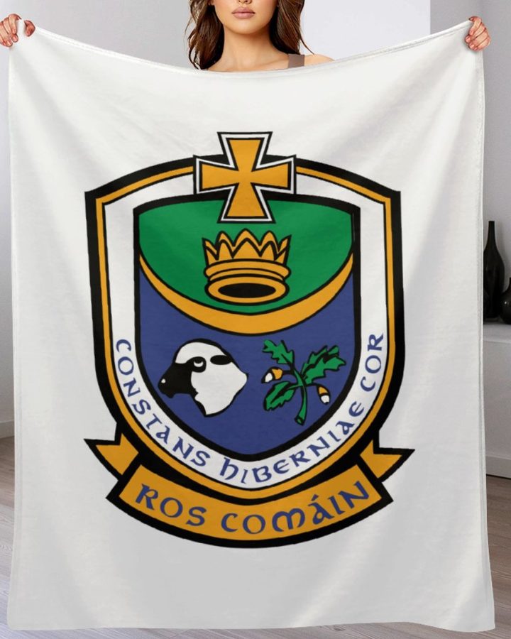 Roscommon GAA Plush Blanket – 50x60" Soft County Throw (White or Black Background)
