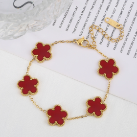 Light Luxury Stainless Steel Five-Leaf Flower Bracelet
