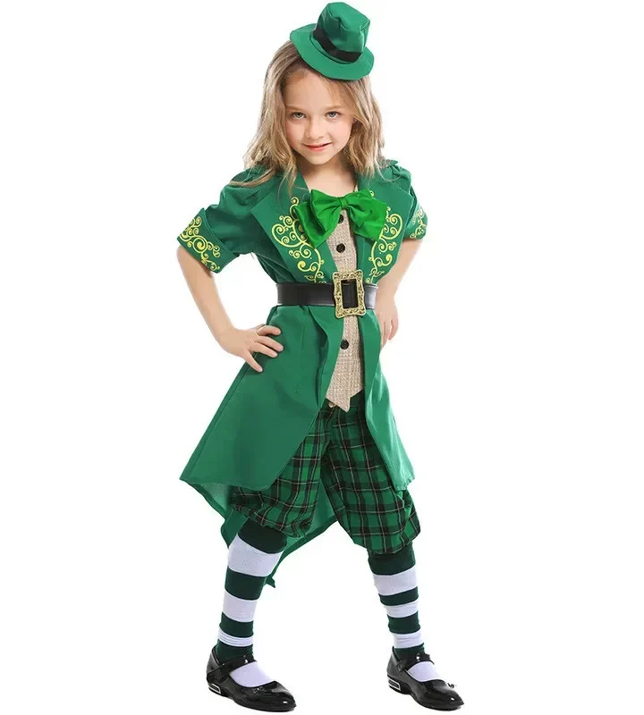 Kids Irish Leprechaun Costume – Coat, Pants, Hat, Belt & Socks (Complete Set)