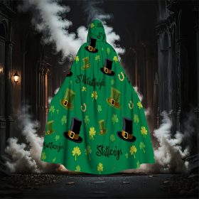 St. Patrick’s Day Clover & Pot of Gold Cape – Green & Gold Irish Costume Cloak