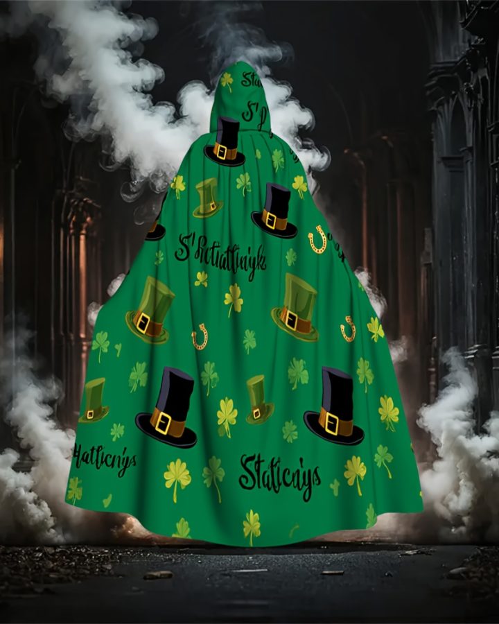 St. Patrick’s Day Clover & Pot of Gold Cape – Green & Gold Irish Costume Cloak