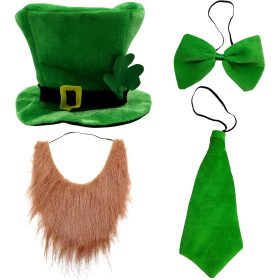 St. Patrick’s Day Costume Set – Hat, Bow Tie, Beard, and Scarf for Party Celebrations