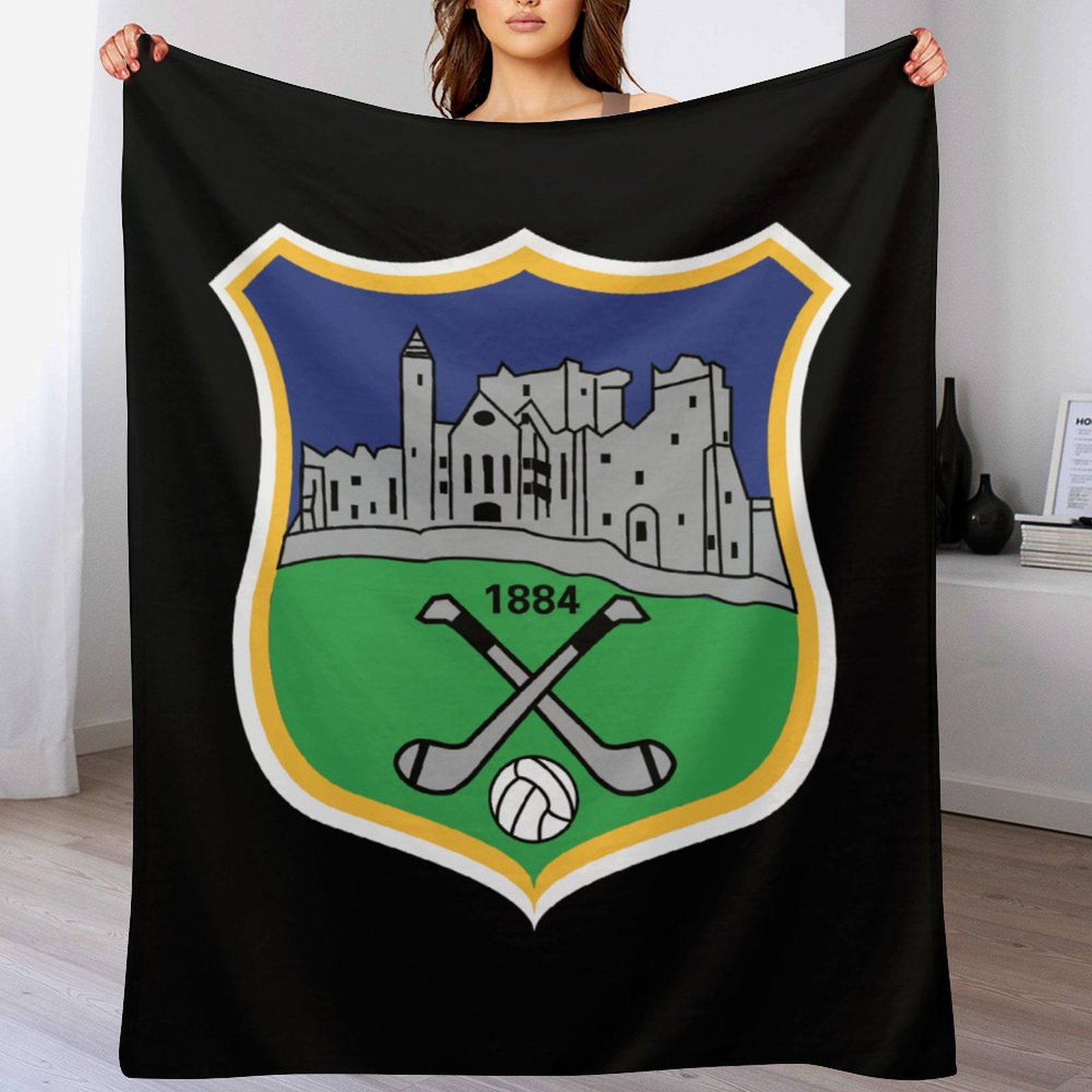 Tipperary GAA Plush Blanket – 50x60" Soft County Throw (White or Black Background) Tipperary GAA Plush Blanket