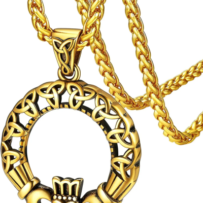 Traditional Irish Triquetra Claddagh Pendant Necklace