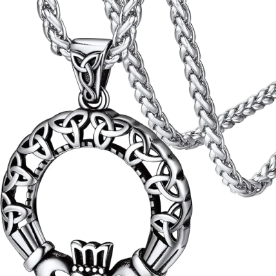 Traditional Irish Triquetra Claddagh Pendant Necklace