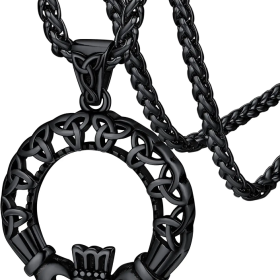Traditional Irish Triquetra Claddagh Pendant Necklace Traditional Irish Triquetra Claddagh Pendant Necklace