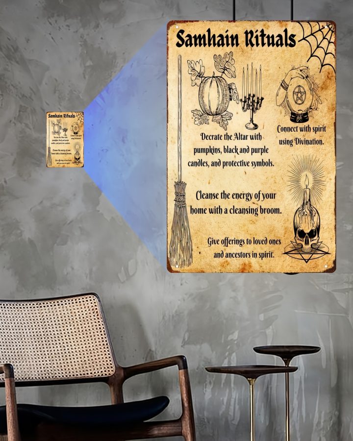 Vintage Tin Sign - Samhain Rituals Metal Wall Art