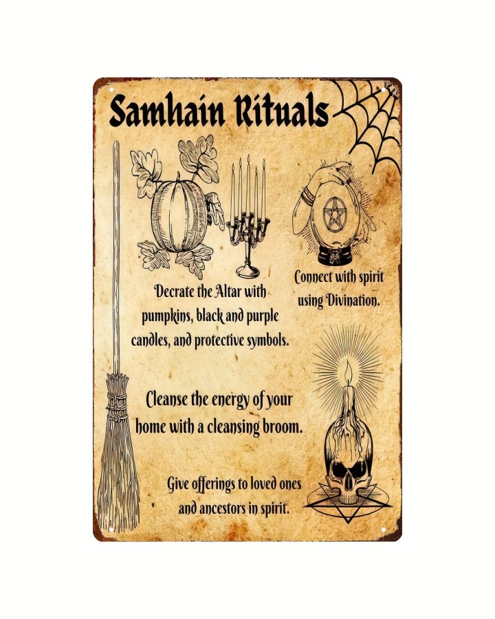 Vintage Tin Sign - Samhain Rituals Metal Wall Art