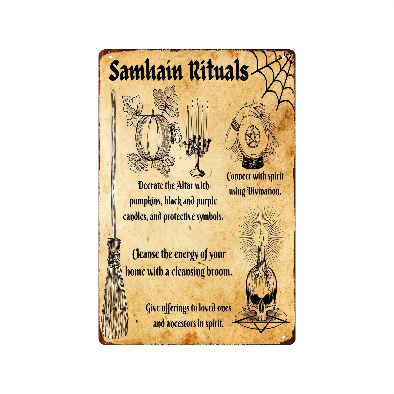 Vintage Tin Sign - Samhain Rituals Metal Wall Art Vintage Tin Sign - Samhain Rituals Metal Wall Art