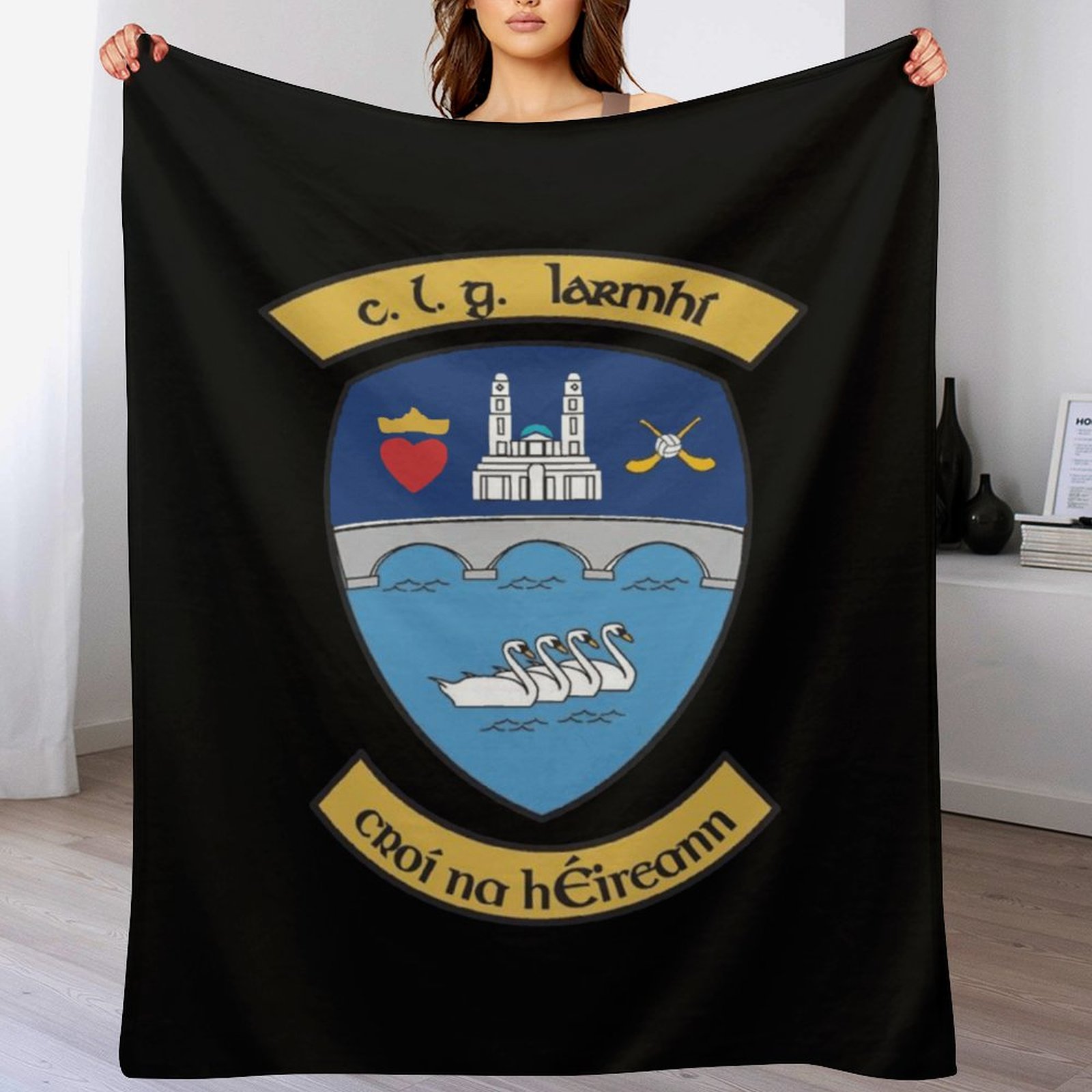 Westmeath GAA Plush Blanket – 50x60" Soft County Throw (White or Black Background) Westmeath GAA Plush Blanket