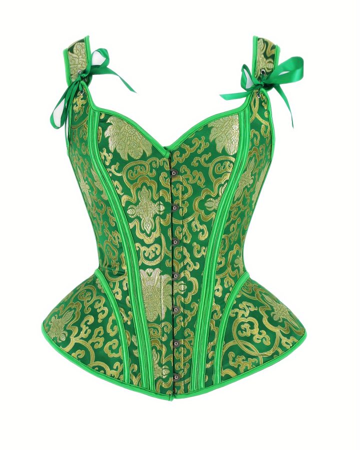 Women’s Vintage Irish Celtic Corset Top – Green & Golden Bustier