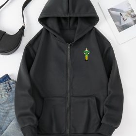 Elf Print Fleece Hooded Jacket