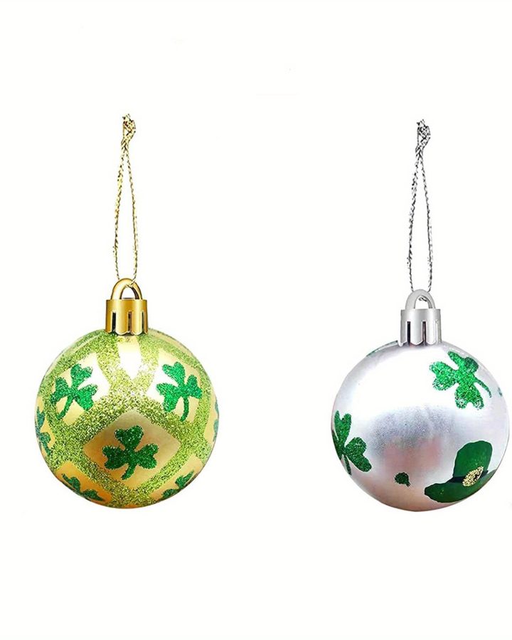 12pcs Irish Shamrock Christmas Tree Ornaments
