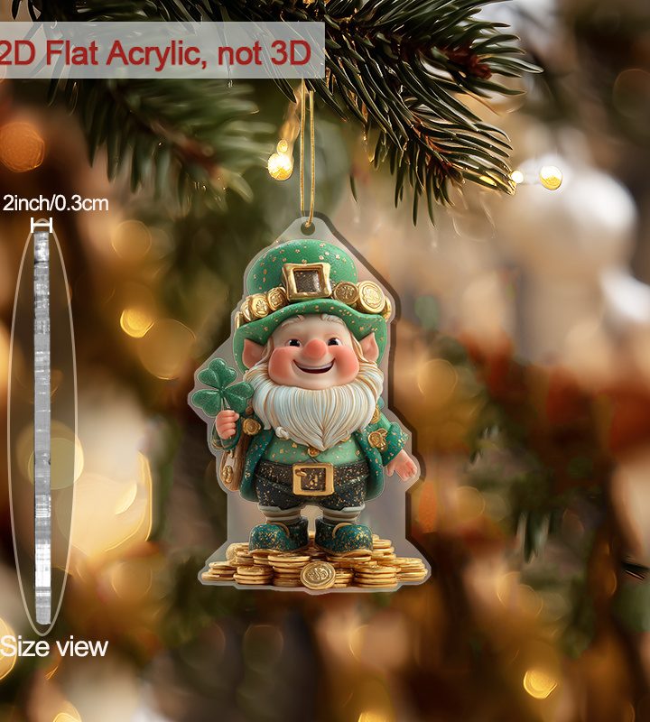 2D Irish Leprechaun Acrylic Ornament