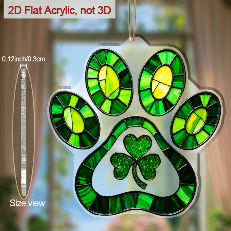 2D Shamrock Paw Print Hanging Ornament 2D Shamrock Paw Print Hanging Ornament