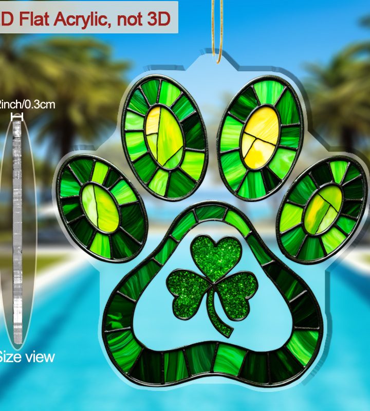 2D Shamrock Paw Print Hanging Ornament