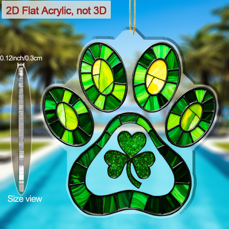 2D Shamrock Paw Print Hanging Ornament 2D Shamrock Paw Print Hanging Ornament