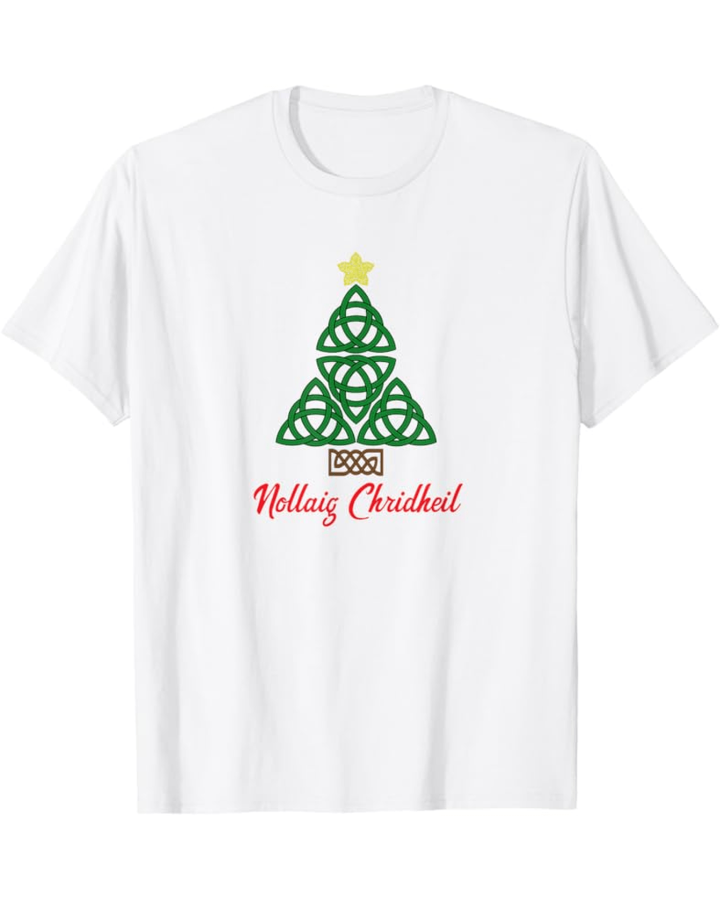 Celtic Knot Christmas Tree & Nollaig Chridheil Scottish T-Shirt