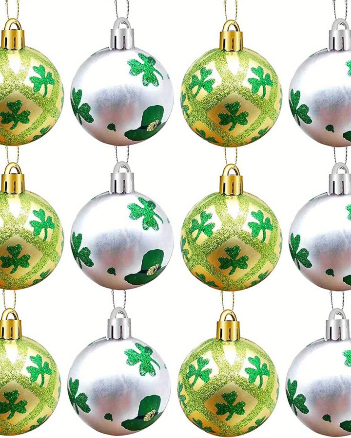 12pcs Irish Shamrock Christmas Tree Ornaments