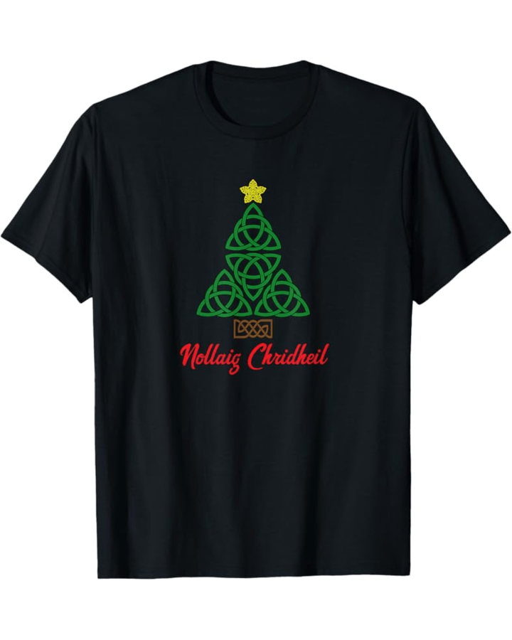 Celtic Knot Christmas Tree & Nollaig Chridheil Scottish T-Shirt