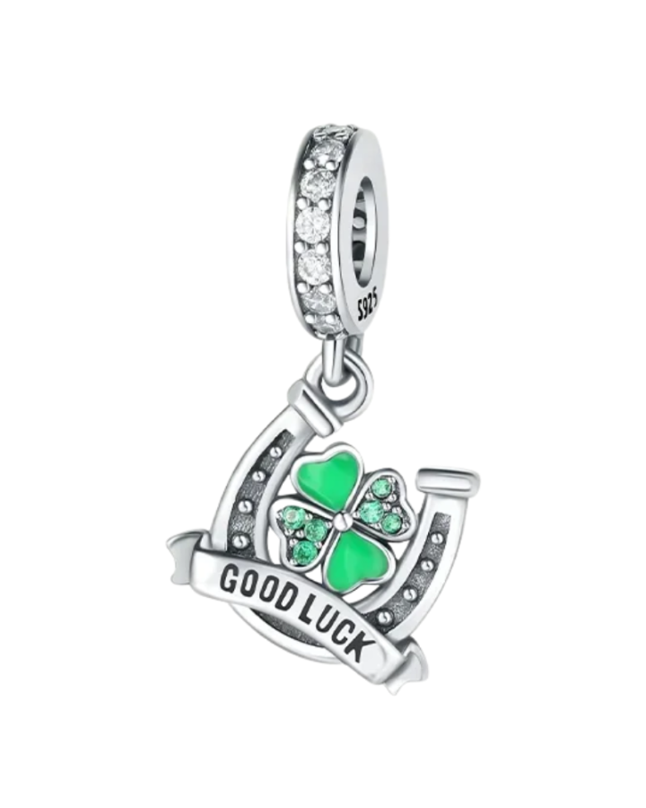 925 Sterling Silver Lucky Charms Four Leaf Clover Green Bead