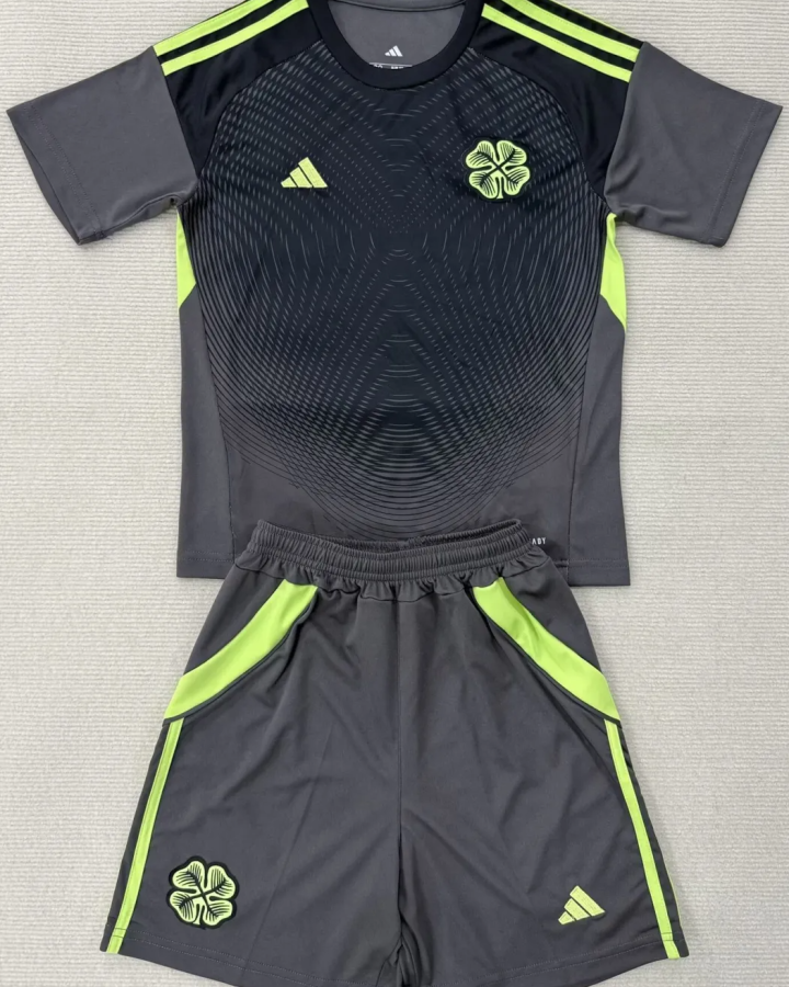 Celtic 2025-26 Gray Black Goalkeeper Kids Kit