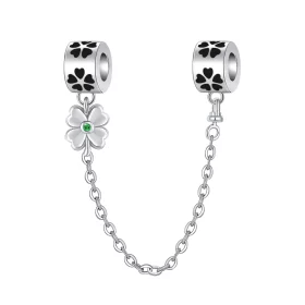 Silver Charms Green Four Leaf Clover Horseshoe Bead Earring