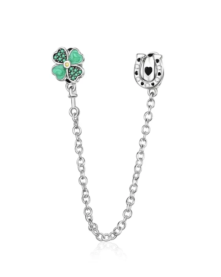 925 Silver Lucky Clover Horseshoe Charm for Bracelets, Necklaces DIY Jewelry