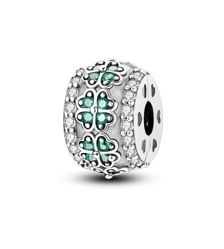 Four-Leaf Clover Silver Charm Bead (Irish Luck)