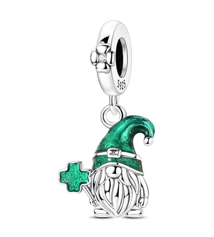 St. Patrick’s Day Shamrock Leprechaun Charm Bead Pendant