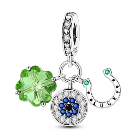 Sterling Silver Charms Four Leaf Clover Horseshoe Bead