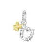 Silver Charms Four Leaf Clover Horseshoe Bead Earring