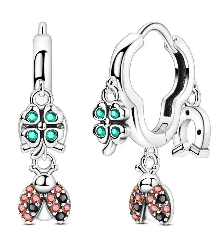 Horseshoe Charms Ladybug Pendant Earrings Bead