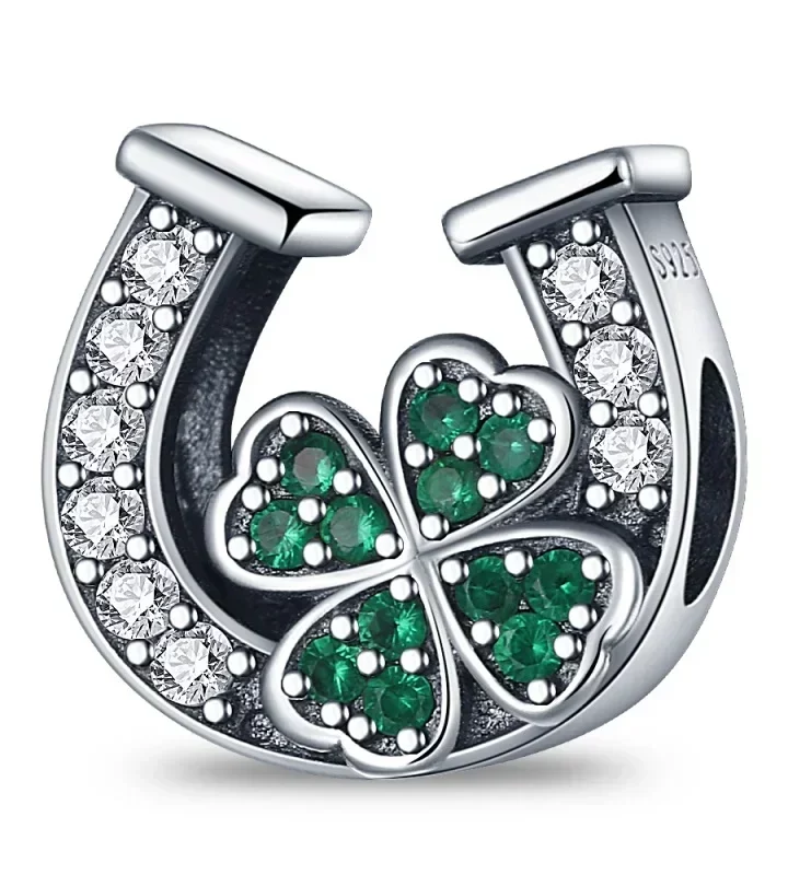 Lucky Silver Clover Horseshoe Bead