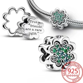 Silver Clover Horseshoe Bead
