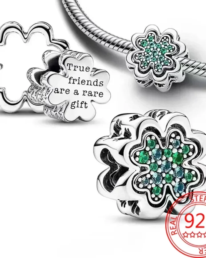 Silver Clover Horseshoe Bead