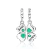 925 Silver Lucky Four Leaf Clover Horseshoe Charm Bead