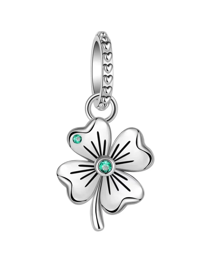 Sterling Silver Four Leaf Clover Charm Pendant Bead