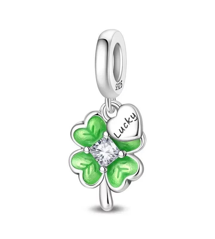 Original Sterling Silver Four Leaf Clover Charm Pendant Bead