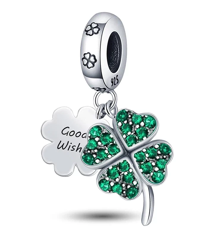 925 Sterling Silver Small Fresh Four Leaf Clover Series Charms Bead