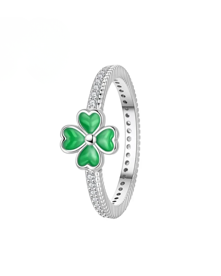 925 Silver Lucky Four Leaf Clover Horseshoe Charm Bead