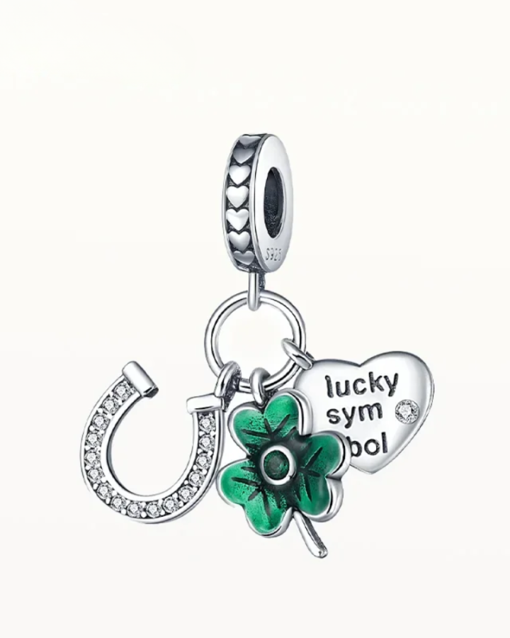 925 Sterling Silver Lucky Charms Four Leaf Clover Green Beads