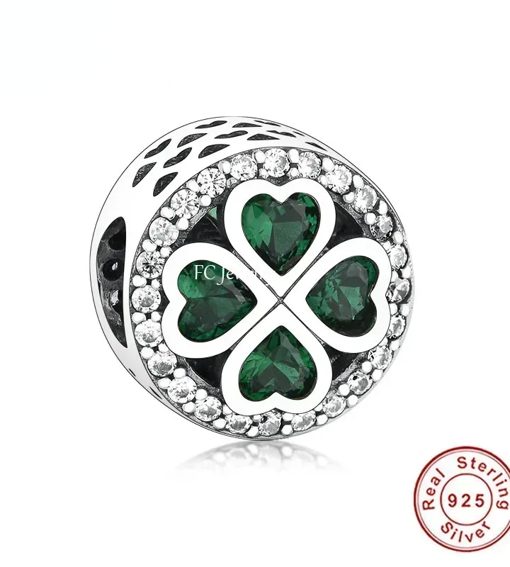925 Silver Irish Shamrock Clover Faith Bead For Making Women